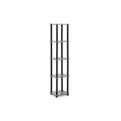 Furinno 99132GYW-BK Turn-N-Tube 5-Tier Corner Square Rack Display Shelf, French Oak Grey & Black