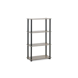Furinno 99557GYW-BK Turn-N-Tube 4-Tier Multipurpose Shelf Display Rack, French Oak Grey & Black