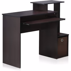 Furinno Econ Multipurpose Home Office Computer Writing Desk, Computer Desk, Study Desk, w/Bin, Dark Walnut, 100.1 (W) x 86.6 ...