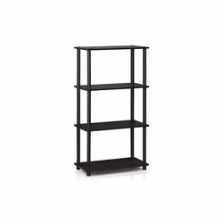 Furinno 99557DWN Turn-N-Tube 4-Tier Multipurpose Shelf Display Rack, Dark Walnut