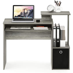 Furinno Multipurpose Home Office Computer Writing Desk w/Bin, Engineered Wood, French Oak/Black, 100.1 86.6 (H) x 39.9 (D) cm