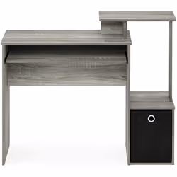 Furinno Multipurpose Home Office Computer Writing Desk w/Bin, Engineered Wood, French Oak/Black, 100.1 86.6 (H) x 39.9 (D) cm