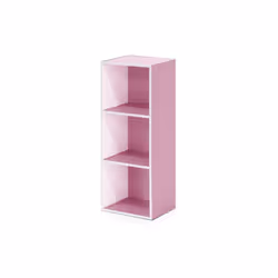 Furinno 11003WH-PI 3-Tier Open Shelf Bookcase, White & Pink
