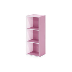 Furinno 11003WH-PI 3-Tier Open Shelf Bookcase, White & Pink