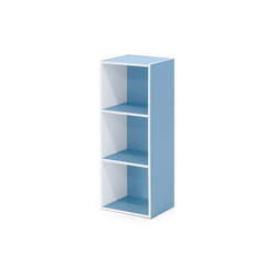 Furinno 11003WH-LBL 3-Tier Open Shelf Bookcase, White & Light Blue