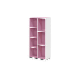 Furinno 11048WH-PI 7-Cube Reversible Open Shelf, White & Pink