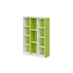 Furinno 11107WH-GR 11-Cube Reversible Open Shelf Bookcase, White & Green