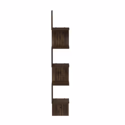Furinno Rossi 5-Tier Wall Mount Floating Corner Square Shelf  Columbia Walnut