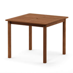 Furinno FG18006 Tioman Hardwood Patio Furniture Square Table with Umbrella Hole  Natural  354D x 354W x 292H