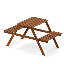 Outdoor Dining Set, Wood, Natural, 110.2 (W) x 54.4 (H) x 60.2 (D) cm