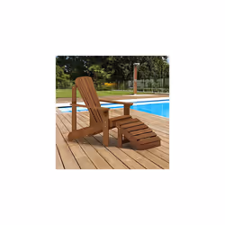 Small Hardwood Adirondack Footstool in Teak Oil, Wood, Natural, 45.21 (W) x 33.27 (H) x 42.67 (D) cm