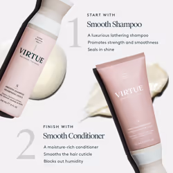 VIRTUE Smooth Shampoo 8 FL OZ | Alpha Keratin Smooths For Frizzy, Curly Hair | Sulfate Free, Paraben Free, Color Safe, Vegan