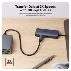 HYPER HD4001GL interface hub USB 3.2 Gen 1 (3.1 Gen 1) Type-C 10000 Mbit/s Blue, Grey - Additional view 3