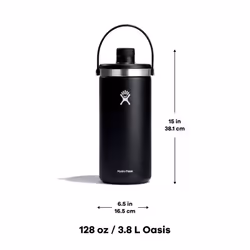 Hydro Flask 128 oz. Oasis Water Jug Stainless Steel  Reusable  Vacuum Insulated Leak Proof Cap Black