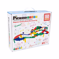 PicassoTiles 50pc Magnetic Race Track Building Blocks, Building set, 3 yr(s), Plastic, 50 pc(s), 2.6 kg
