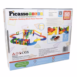 PicassoTiles 50pc Magnetic Race Track Building Blocks