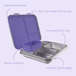 Bentgo Kids Stainless Steel Leak-Resistant Lunch Box - Bento-Style Redesigned in 2022 w/Upgraded Latches  3 Compartments  & Extra Container - Eco-Frie