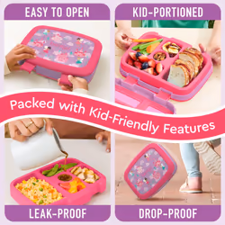 Bentgo Kids Prints Leak-Proof  5-Compartment Bento-Style Kids Lunch Box - Ideal Portion Sizes for Ages 3 to 7 - BPA-Free  Dishwasher Safe  Food-Safe M