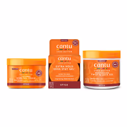 Cantu Hair Treatment Kit with Coconut Curling Cream  Edge Stay Gel  and Twist & Lock Gel with Shea Butter for Natural Hair Pa ...