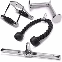 Yes4All combo Double D Handle cable Attachment Tricep RopeTricep Pull Down Rope Rotating Straight Bar and V-Shaped Bar Han ...