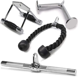 Yes4All combo Double D Handle cable Attachment  Tricep RopeTricep Pull Down Rope  Rotating Straight Bar  and V-Shaped Bar Handle