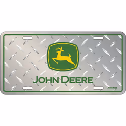 John Deere Silver License Plate with Green Logo