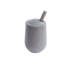 Mini Cup + Straw Training System - 100% Silicone Training Cup for Infants + Toddlers - Designed by a Pediatric Feeding Specialist - 9 Months+ (Gray)