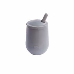 Mini Cup + Straw Training System - 100% Silicone Training Cup for Infants + Toddlers - Designed by a Pediatric Feeding Specialist - 9 Months+ (Gray)