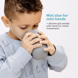 ezpz Happy Cup + Straw System - 24 months+ (Blue) - 100% Silicone Cup + Straw for Older Toddler + Preschoolers
