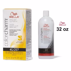32oz) Wella Color Charm Haircolor 4G Dark Golden Brown - 4G+ Developer (Vol. 20