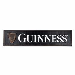 Guinness Gaelic Label Bar Mat - Non Slip Black PVC Rubber Drip Tray (White) | Guinness Official Merchandise No Spillage Bar M ...