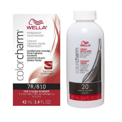 3.6oz) 7R Red Wella Color Charm Permanent Haircolor - 7R + Developer (Vol. 20