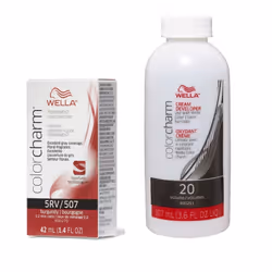 3.6oz) 5RV Burgundy Wella Color Charm Permanent Haircolor - 5RV+ Developer (Vol. 20