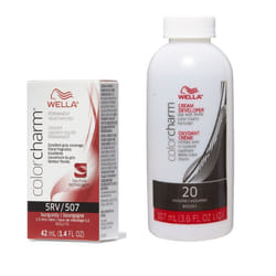 3.6oz) 5RV Burgundy Wella Color Charm Permanent Haircolor - 5RV+ Developer (Vol. 20