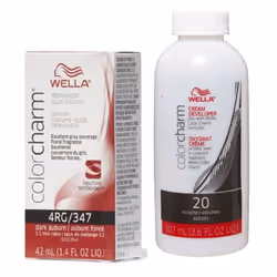 3.6oz) 4RG Dark Auburn Wella Color Charm Permanent Haircolor - 4RG+ Developer (Vol. 20