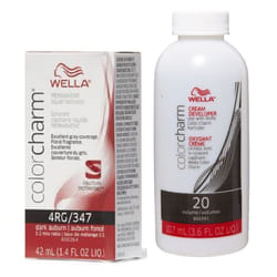 3.6oz) 4RG Dark Auburn Wella Color Charm Permanent Haircolor - 4RG+ Developer (Vol. 20