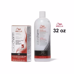 32oz) 6R Red Terra Cotta Wella Color Charm Permanent Haircolor - 6R + Developer (Vol. 20