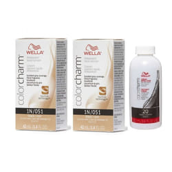 3.6oz) Wella Color Charm Permanent Liquid Haircolor - 1N+1N+Developer (Vol. 20