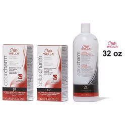 32oz) 6R Red Terra Cotta Wella Color Charm Permanent Haircolor - 6R + 6R + Developer (Vol. 20