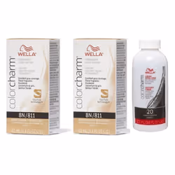 3.6oz) Wella Color Charm Permanent Liquid Haircolor - 8N+8N+Developer (Vol. 20
