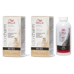 3.6oz) Wella Color Charm Permanent Liquid Haircolor - 8N+8N+Developer (Vol. 20