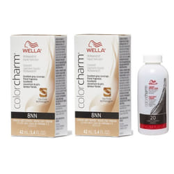 3.6oz) Wella Color Charm Permanent Liquid Haircolor - 8NN+8NN+Developer (Vol. 20