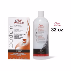 32oz) 7WV Nutmet Wella Color Charm Permanent Haircolor - 7WV + Developer (Vol. 20