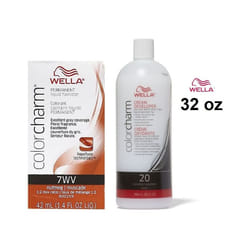 32oz) 7WV Nutmet Wella Color Charm Permanent Haircolor - 7WV + Developer (Vol. 20