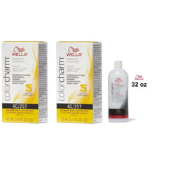 32oz ) Wella Color Charm Haircolor 4G Dark Golden Brown - 4G + 4G+Developer (Vol. 20