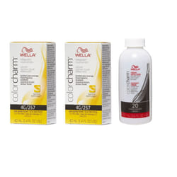3.6oz ) Wella Color Charm Haircolor 4G Dark Golden Brown - 4G + 4G+Developer (Vol. 20