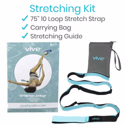 Vive Stretch Strap - Leg Stretch Band to Improve Flexibility - Stretching Out Yoga Strap - Exercise and Physical Therapy Belt for Rehab  Pilates  Danc