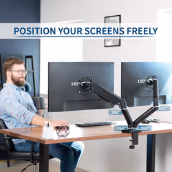 VIVO Dual Monitor up to 32 inches and 19.8 lbs per Screen  Pneumatic Arm Desk Mount  Articulating Counterbalance  VESA Stand  Classic  STAND-V002O