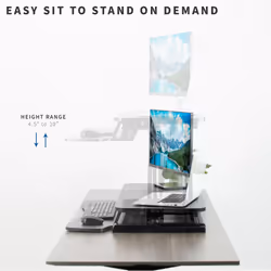 VIVO Black Height Adjustable Standing Desk Monitor Riser 32" Sit Stand Workstation Tabletop (DESK-V000K)