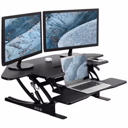 VIVO 109 cm Corner Height Adjustable Cubicle Stand Up Desk Converter, V Series, Quick Sit to Stand Tabletop Dual Monitor Rise ...